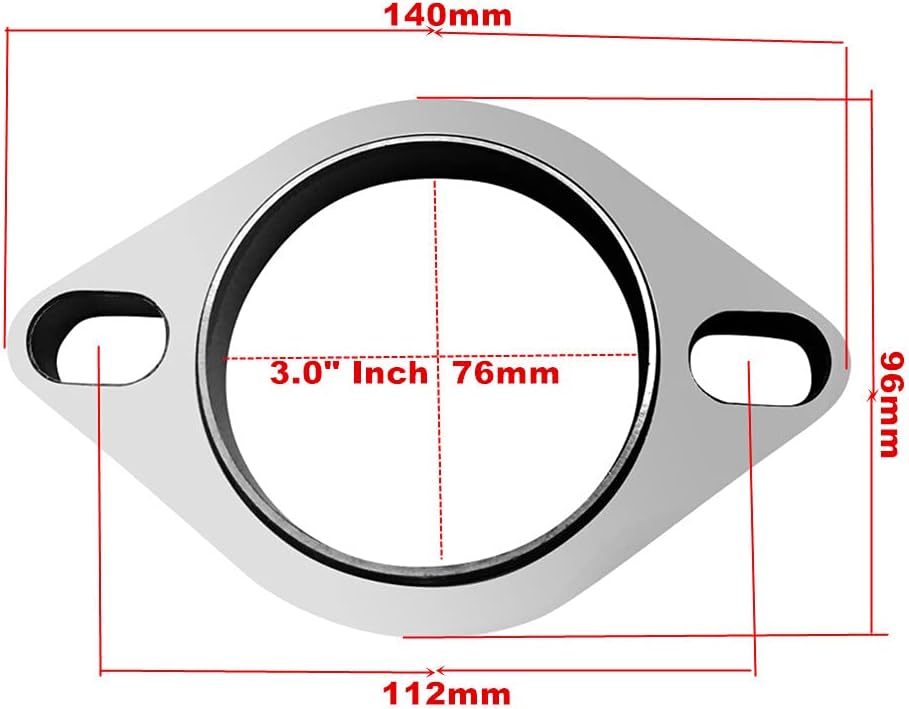 Stainless Steel 2 2.5 3 3.2 2.5 Inch 2-Bolts Exhaust Pipe Flange Connect Manifold Collector Modifying Compatible with Car Exhaust Pipe and Muffler Refitting (3.5 inch)
