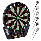 Diana electrónica Dardboard con 4 pantallas LCD, 6 dardos | 27 juegos con 243 opciones de juego profesional electrónica con dardos E automatoria (Plaid)