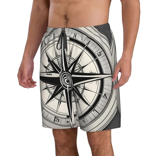 Men's Beach Shorts Swim TrunksFun Patterns Law of Compass Navigation Print for Surfing Running Summer Vacation2
