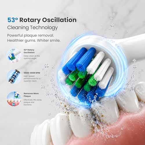 Image of SpinPRO Electric Toothbrush with UV Toothbrush Sanitizer Holder Combo | 53 Rotary Cleaning, 5 Modes, 5,600-8,500 RPM, DuPont Tynex Bristles, 30-Day Battery, IPX7 Waterproof, UV-C + UV-A Holder