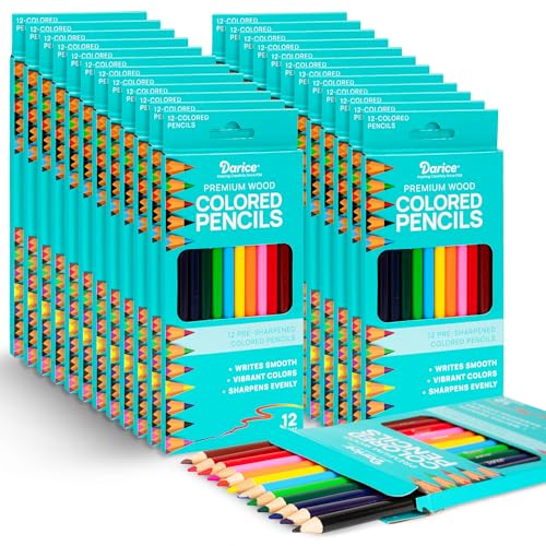 Darice Colored Pencils Bulk, 24 Packs (288 Count) 12 Colors, Pre-Sharpened Kid Coloring Book Pencils Set, Arts & Crafts Back to School Supplies for...