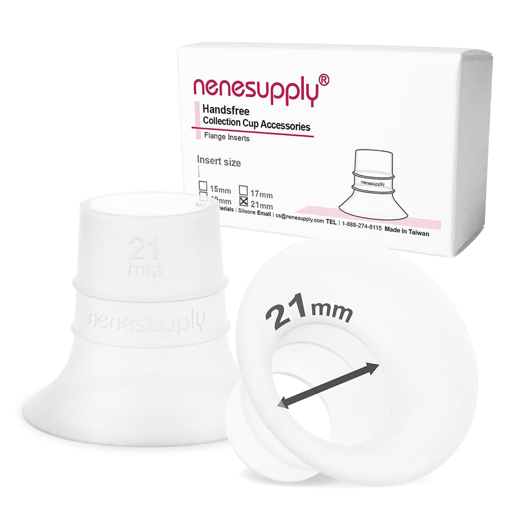 Nenesupply 21mm Flange Inserts for Handsfree Wearable Collection Cups. Work with 24mm breastshields/Flanges.Reduce Flange Size to 21mm. Compatible with Spectra, Medela Elvie Momcozy Flanges
