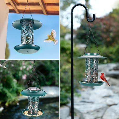 SWEETFULL Solar Bird Feeders for Outside Metal Outdoor Hanging,Wild feeders as Gift Ideas Lovers Garden Yard Patio Cardinals (Chew-Proof,Heavy Duty Weather Resistance 2LBs) by SWEETFULL - Image 6