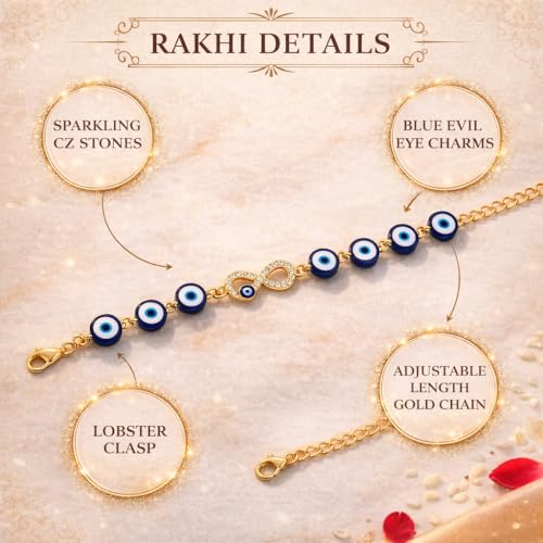 Image of CraftVatika Evil Eye Blue Bracelet for Women Daily Use, Infinity Shape Cubic Zirconia Diamond Bracelet for Women Jewelry for Gift, Adjustable Charm Bracelet Aesthetic Accessories Jewellery friendship