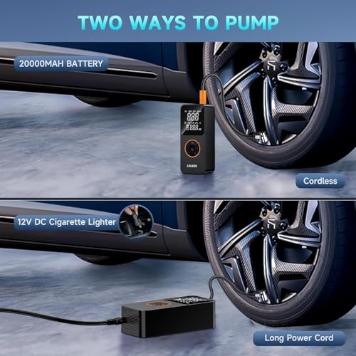 Tire Inflator Portable Air Compressor-Air Pump 150PSI Cordless Electric for Car, Motorcycle, Bike, Ball, with Tire Gauge Pressure,Dual-Use Type by JASKLEV - Image 5
