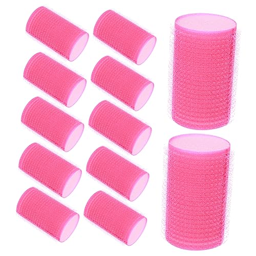 OUNONA 12Pcs Self Adhesive Sponge Hair Curlers Temporary Hair Styling Rollers for Women for Heatless Curls Suitable for All Hair Types Rosy and Blue Design Each