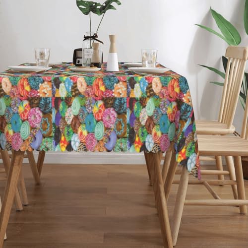 Nappe rectangulaire de qualité supérieure en tissu imprimé beignets pour fêtes - 4