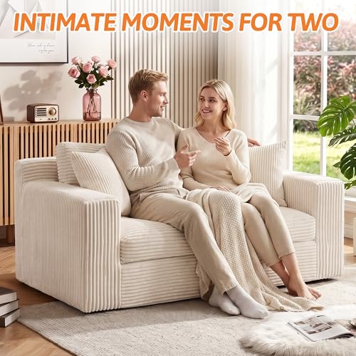 Image of Erament Boneless Loveseat Sofa Couch, 2 in 1 Convertible Sofa Bed with Pillows, Fold Out Bean Bag Chair Boneless Floor Couch for Living Room Bedroom Office Lounge Apartment, No Assembly Needed, Beige