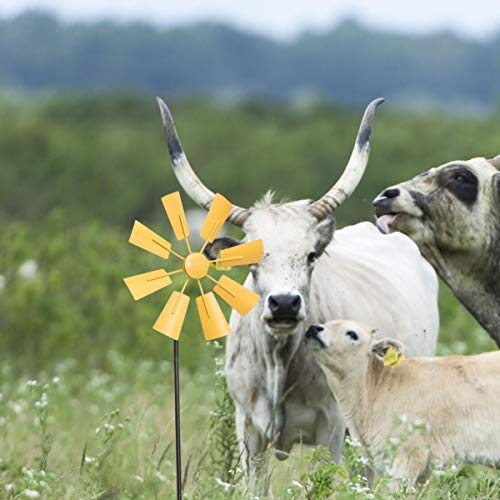 YARDWE - Estaca cinética para moinho de vento em metal amarelo para quintal decoração de arte de jar
