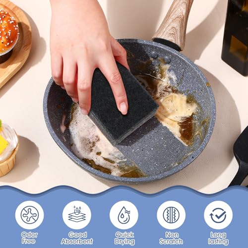 Image of Tioncy 24 Pcs Black Kitchen Sponge Non-Scratch Scrub Washing Dishes Sponge Bulk Multi Use Dual Sided Scrub for Kitchen Bathroom, Household Cleaning