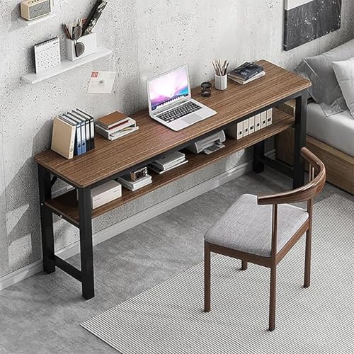Escritorio De Madera Maciza, Escritorio De Oficina Extra Largo, Escritorio De Doble Capa Con Estantes De Almacenamiento Para Un Estilo Y Diseño Moderno C,100CM