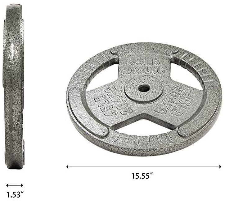 Fitvids Cast Iron Plate Weight Plate for Strength Training and Weightlifting, 1-Inch Center, Single 45LB