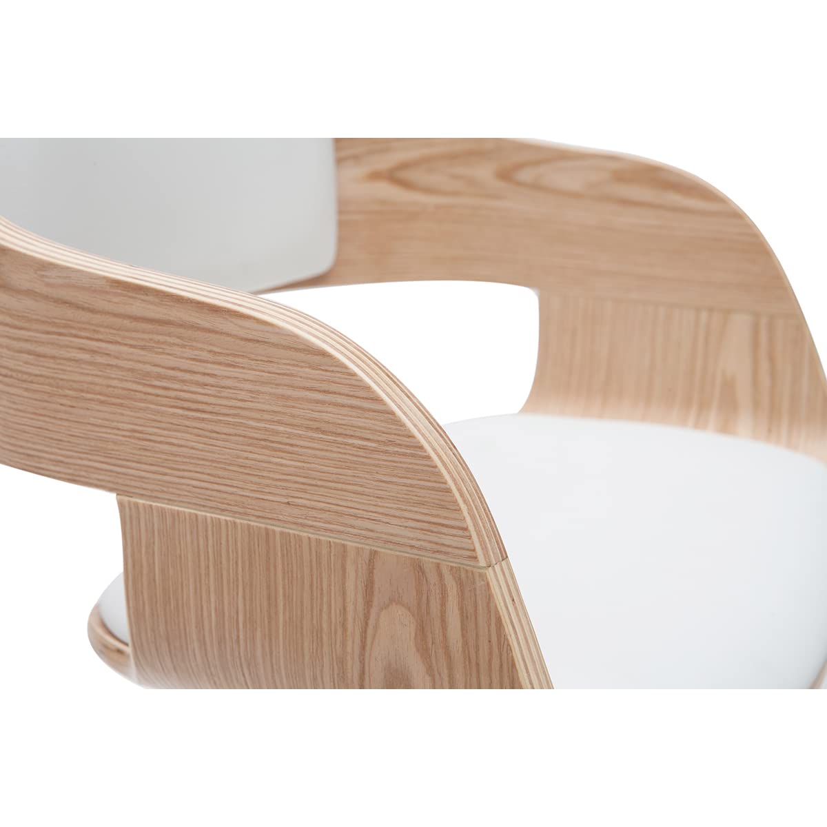 Miliboo EUSTACHE - Taburete de bar, diseño ajustable, color blanco y madera