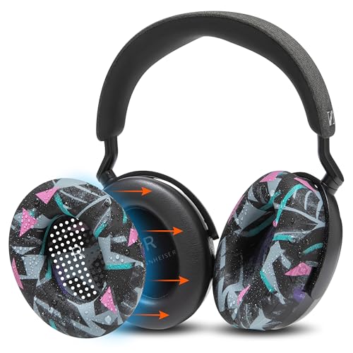 Image of WC SweatZ Momentum 4 - Patented Earpad Covers for Sennheiser Momentum 4 Wireless Over Ear Headphones by Wicked Cushions | Sweatproof & Easily Washable | 90's Black