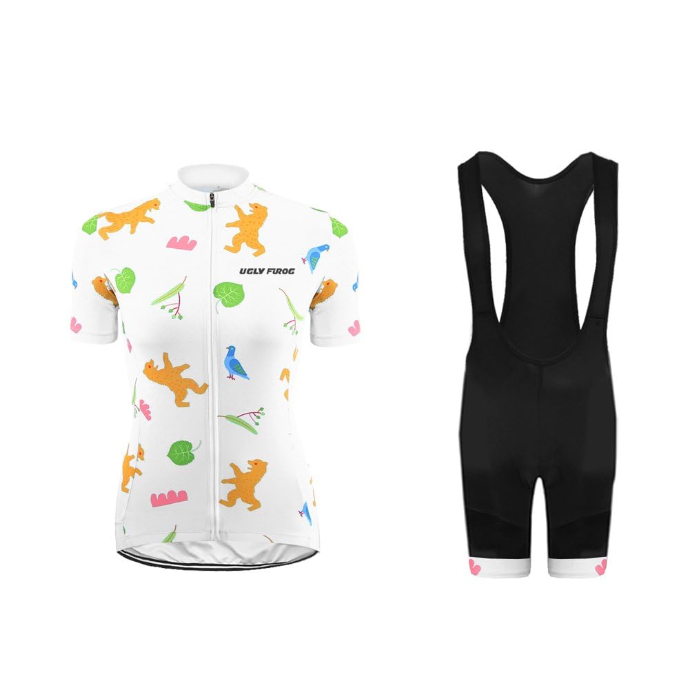 UGLY FROG 2026 Donne Manica Corta Jersey Abbigliamento Set, Ciclismo Magliette Corta Jersey Camicia + Gel Imbottito Pantaloncini Ciclismo Equitazione Bike Sportswear