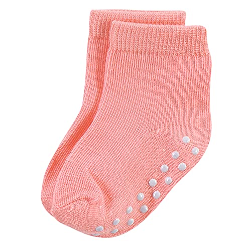 Touched By Nature Baby Boys Organic Cotton With Non-Skid Gripper For Fall Resistance Casual Sock, Solid Black Pink, 6-12 Months Us #TOP3