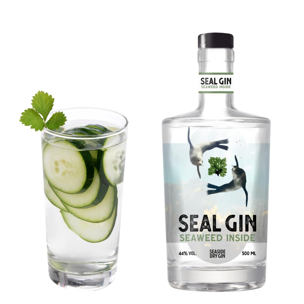 SEAL GIN Seaweed Inside | Maritimer London Dry Gin 0,5 l | Mit Rot-, Grün- & Braunalgen aus nachhaltigem Anbau | Botanicals: Wacholder, Koriander, Engelwurz, Gurke & Dill | 44% Vol.