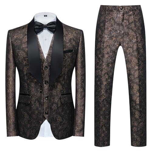 Costume d'affaires 3 pièces homme coupe ajustée costume noir motif cachemire
