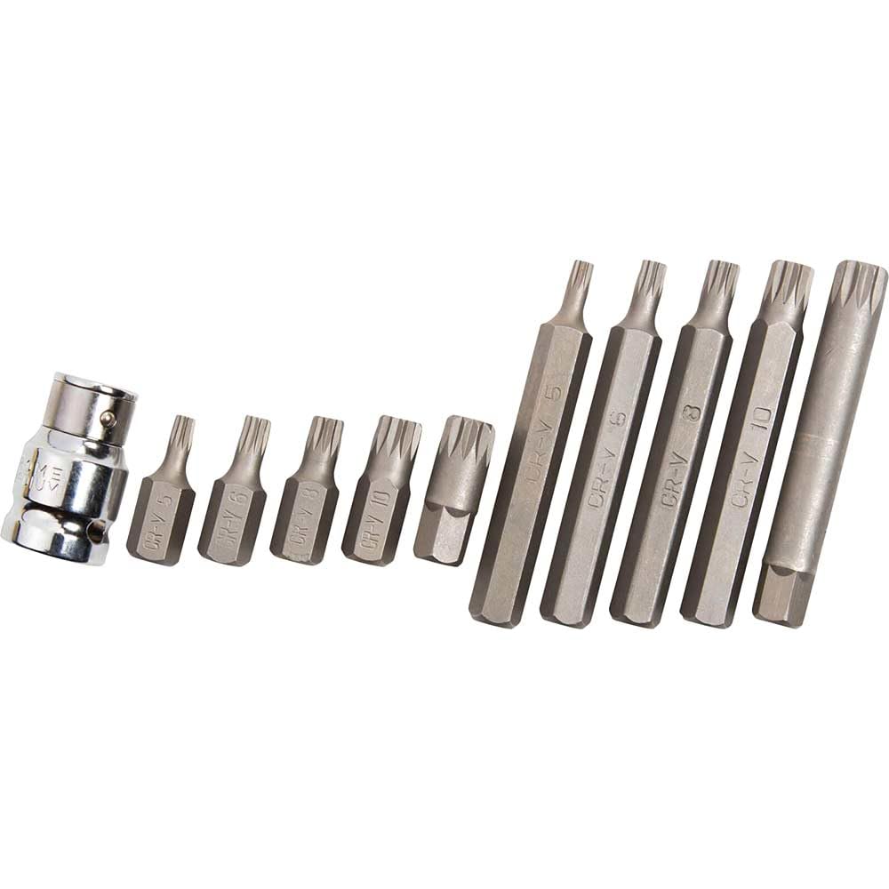 Bluespot 11pc Spline Hex Bit Set  1/2"" Drive Socket M5 M6 M8 M10 M12