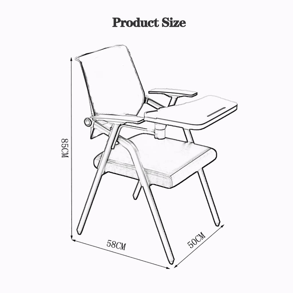 WIGSELBL Sedia T up con lavagnetta in acciaio di alta qualità pieghevole ergonomica sedia da scrivania tablet poltrona con scrivania attaccata, capacità 150 kg, sedile e schienale imbottiti per sala