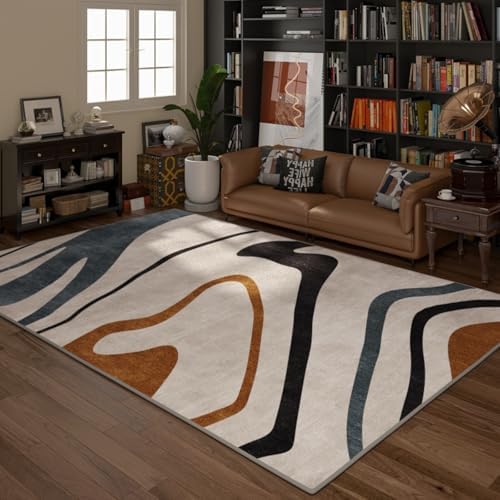 Heated Area Rug, Electric Indoor Space Heater, Waterproof Foot Warmer with Timer, Modern Abstract Design, 110V-220V, Large 47.2"x78.7" Living Room Mat