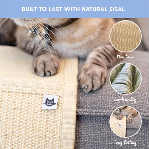 Image of The Cat Ladies Cat Scratch Furniture Protector Mat - Couch Protector from Claws - Anti Scratch Furniture Protectors from Cats Scratching - Sisal Scratcher Pad - Beige