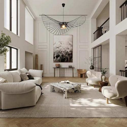Image of Modern Black Woven Chandelier, 55.1 inch Boho Hat Chandelier for Dining Room
