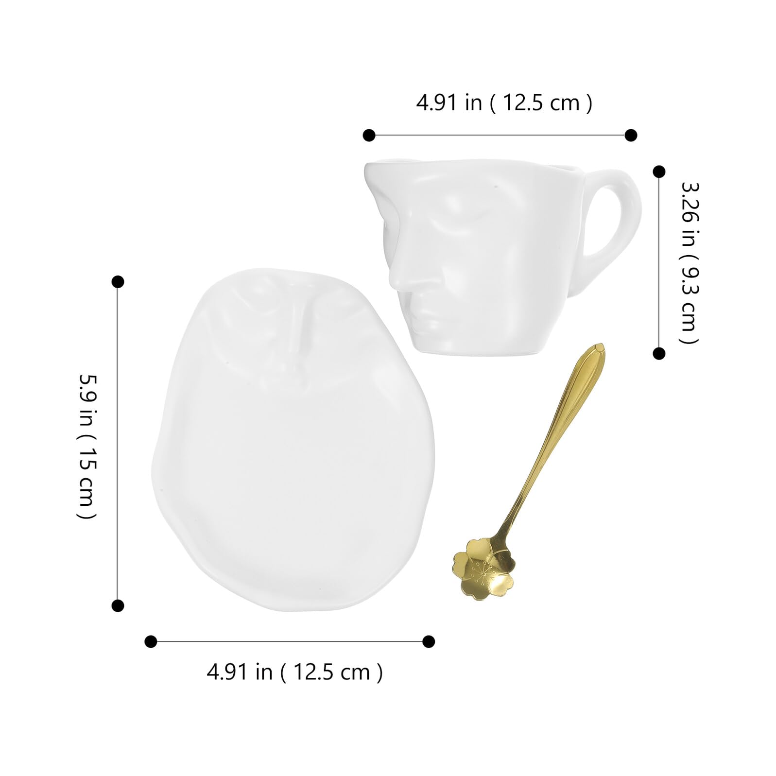 SHINEOFI Keramik Teetassen Satz mit Untertasse und Griff Mattweiß Kleine Kaffeetasse mit Kussmotiv Hitzebeständig Bruchsicher für Kaffee Tee und Milch Geeignet Geschenkset für Zuhause