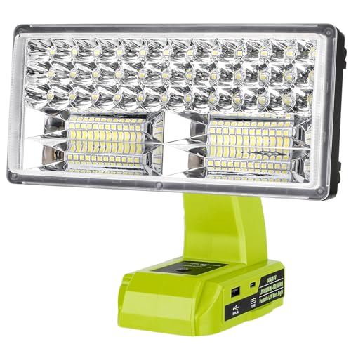 Image of Choerinton 4200LM LED Work Light Compatible with Ryobi 18V Battery, 40W Cordless Jobsite Light Outdoor Floodlight with USB Charging Ports, Flashlight for Car Repair, Camping, Hiking, Garage, Emergency