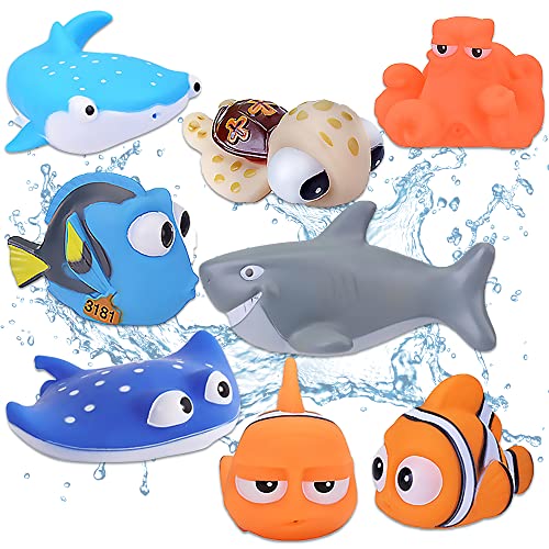 Le Monde de Nemo Toys – 8 pièces Le Monde de Dory Nemo Jouets de bain flottants pour bébé Animaux marins Jouet de bain pour enfants et tout-petits Jouet de douche...