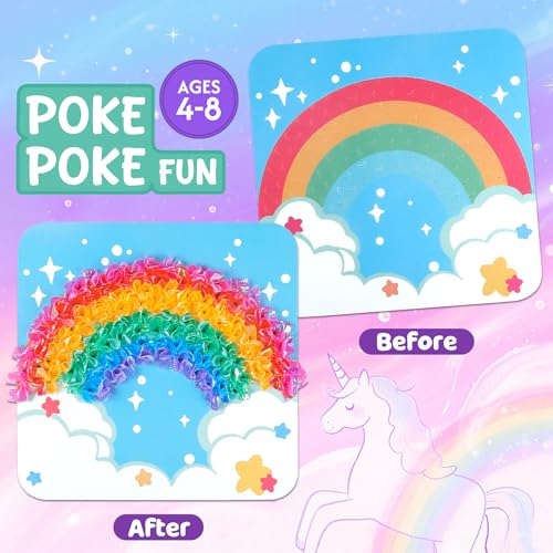 Bastelset Kinder ab 4 5 6 7 8 Jahre Basteln Mädchen 4-8 Jahre, Einhorn, Meerjungfrau, Eis, 6 Stück DIY Set Poke Art Basteln Kinder, Spielzeug für Geschenk Mädchen 6 7 8 9- Kreativ Set für Kindergebu