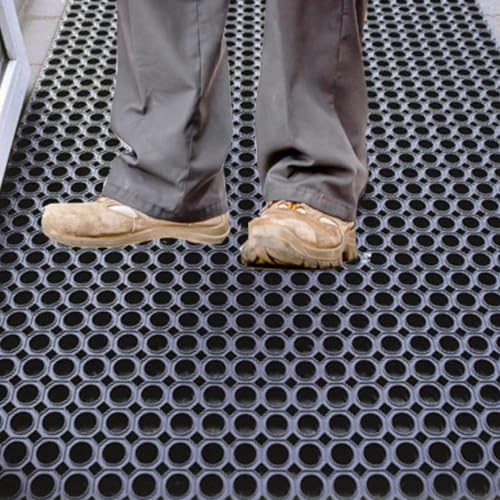 ZERBINO Gomma Antiscivolo a griglia, drenante, antisporco, Spessore 15mm, Adatto ad Ambienti di Lavoro, Ingresso o Uso Esterno. Octo Door. Varie Misure (Cm 100x150_KIT)