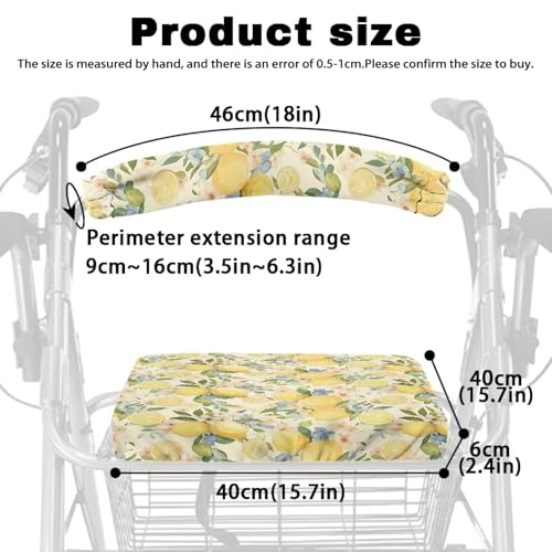 Image of Adjustable Rollator Accessories, Lemon Soft Seat and Backrest Covers for Walkers, Universal Seat Covers for Seniors