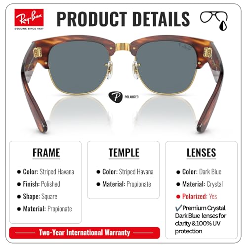 Image of Ray-Ban RB0316S MEGA CLUBMASTER Square Shaped Sunglasses for Men & Women with Official RAYBAN Eyewear Kit