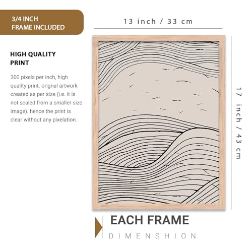 Image of HOTHOUSE Modern Art Decorative Wall Art Print With Frame Pattern Paintings For Living Room Bed Room Hotel Wall Decor Digital Reprint Set of 3 (13X17 inch)