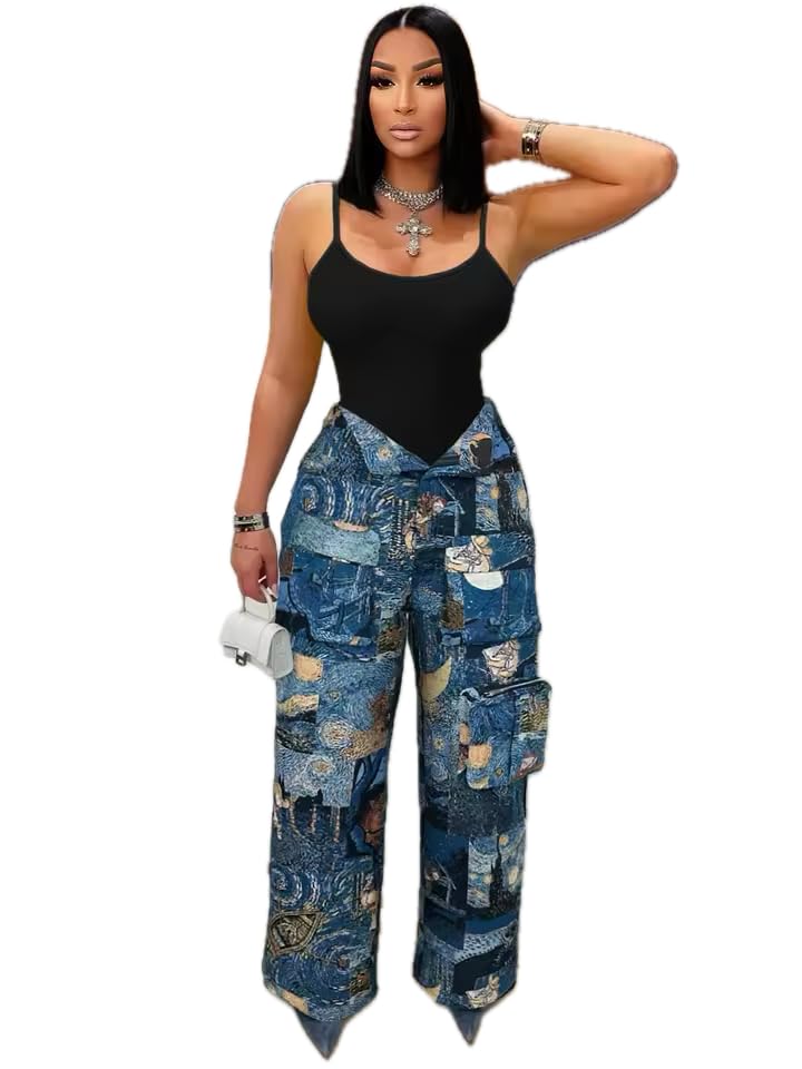 Cargos Nuit étoilée avec poches ergonomiques et tissu extensible stretch