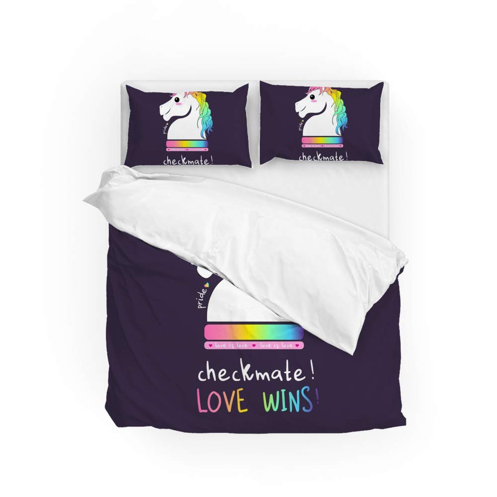 Housse de couette licorne et 2 taies d'oreiller pour lit enfant
