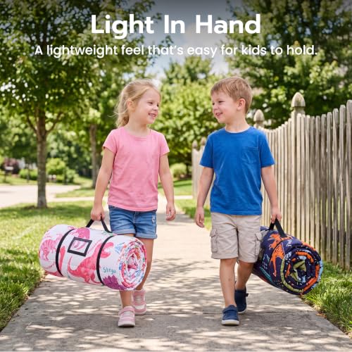 Image of JOIEDOMI Toddler Nap Mat with Removable Pillow and Minky Blanket 55''x30'' Kids Sleeping Bag for Boys and Girls Ages 3-6 Roll Up Soft Nap Mats for Preschool Kindergarten Daycare Sleepover