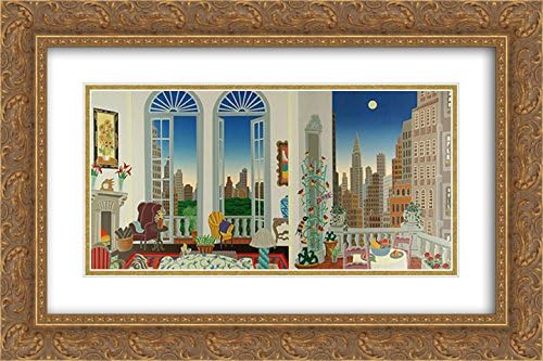 Manhattan Fantasy 2X Matted 22x15 Gold Ornate Framed Art Print by Thomas McKnight
