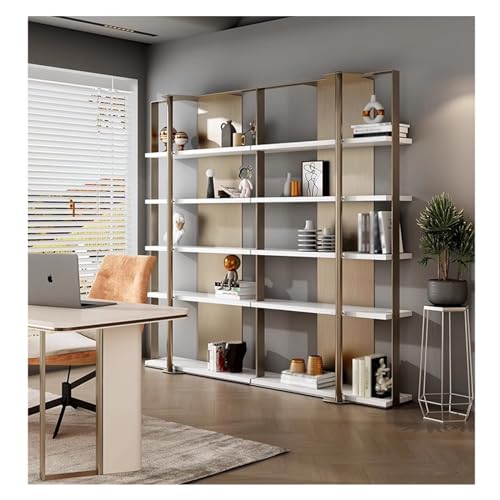 Bookshelves and Bookcases Living Room Light Luxury Bookcase Display Rack Office Rack Minimalist Stainless Steel Bookshelf Storage Rack Storage Shelves(A,S:80X30X200cm) - Image 8