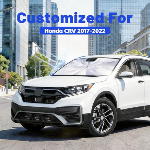 Image of Car Windshield Sun Shade for Honda CRV 2017-2022 -[Reflective Coated Fabric] Sunshade Umbrella for Front Window, Car Shades Sun Visor Keep Car Cool and Protects Interior, 1:1 Exact Fit