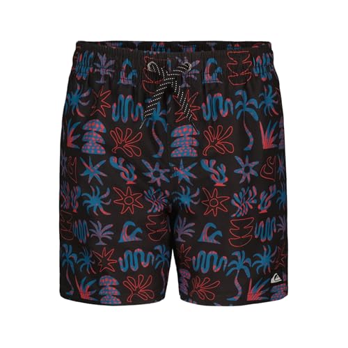 Quiksilver Jungen Volley Swim Trunks with UPF 50+ Sun Protection, Quick Dry Bathing Suit Shorts Badehose, Phantom, 10-12