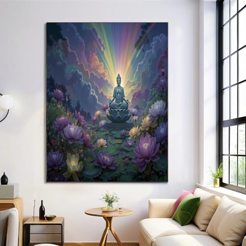Sculpture impressionniste motif lotus en tableau mural, affiche d'art chic 70x100 cm