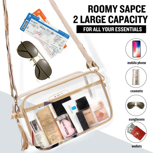 XSUIOY Clear bags Stadium Approved with Guitar Straps,Clear Crossbody Purse Transparent Daypack Backpack for Sports Events - Image 7