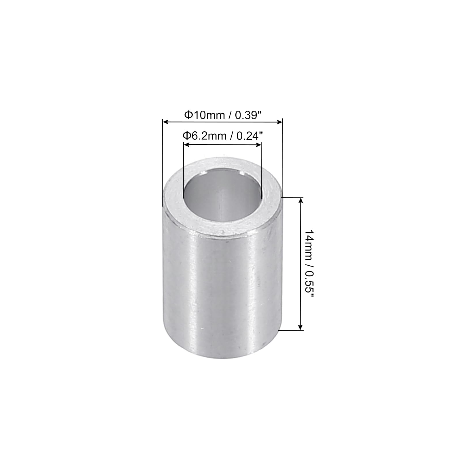 PATIKIL M6 Aluminum Spacers, 6pcs 1/4" x 3/8" Round Metal Spacers for 1/4 or M6 Screw Bolts - Image 2