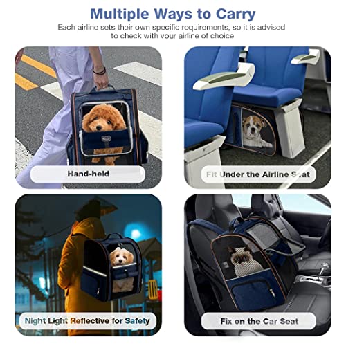 Image of Large Cat Backpack Carrier Expandable Pet Carrier Backpack for Small Medium Cats Fit Up to 18 Lbs, Foldable Puppy Backpack Carrier for Travel, Hiking (Blue, 12.6 inch L x 11.2 inch W x 16.5 inch H)