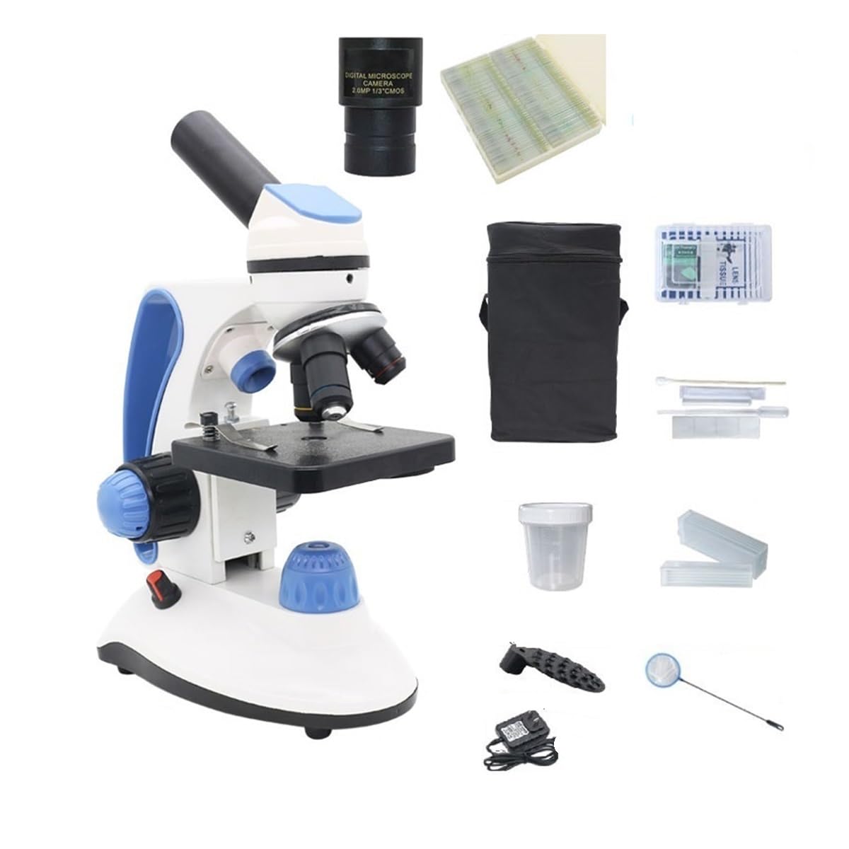 Akcesoria do mikroskopów laboratoryjnych Mikroskop Biologiczny 2000X z regulacją LED Podświetlana głowica lornetki jednookularowej (slajdy monoaparatu)