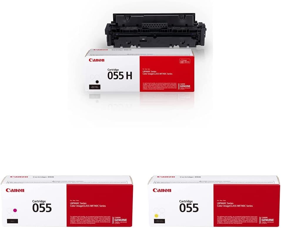 Canon Genuine Toner - 055 Black, Magenta & Yellow Cartridges (1 Pack Each)
