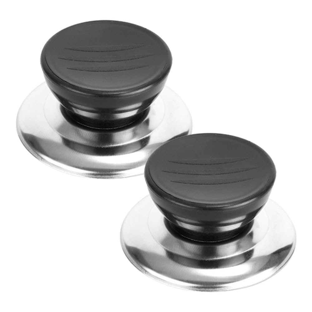 Miguosjiaone Black 2 Pcs Pot Lid Knobs Universal Replacement Pan Lid Cover Knobs Heat Resistant Pan Lid Holding Handles Great For Slow Cookers Skillets And Kitchen Cookware Cover