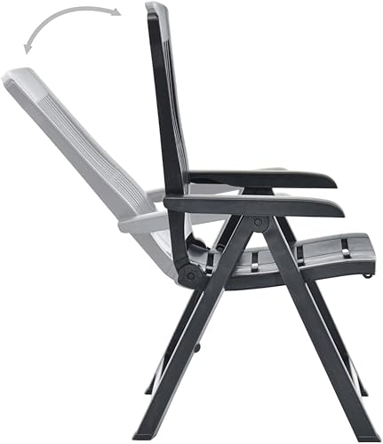 Miniatura 6 de Sillas para patio reclinables, 2 piezas, plástico antracita para exteriores, para patio, exterior, Sillas para Comedor para terraza, playa, estudio
